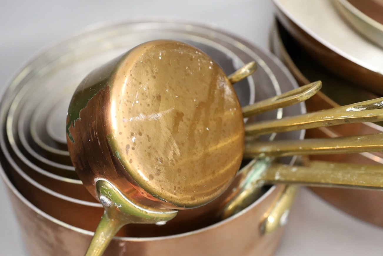 Batterie de cuisine, A collection of graduated French copper pots and pans